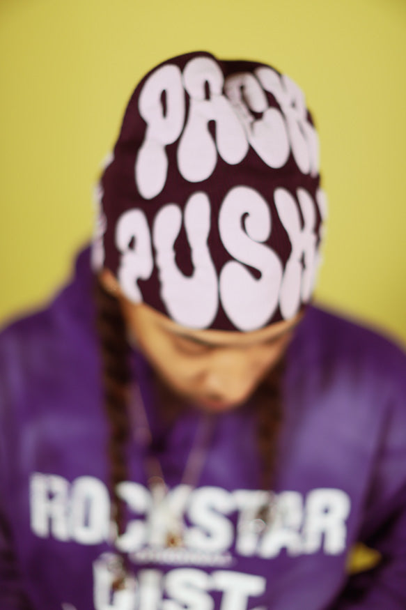 Purple Pack Pusha Beanie w/ Purple puff print vinyl